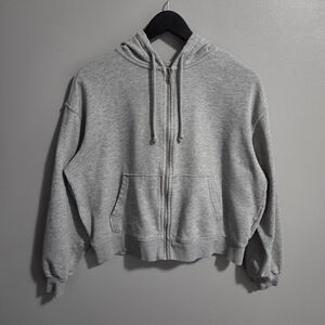 H&M Divided Cropped Zip-Up Hoodie - Heather Gray - Size Small